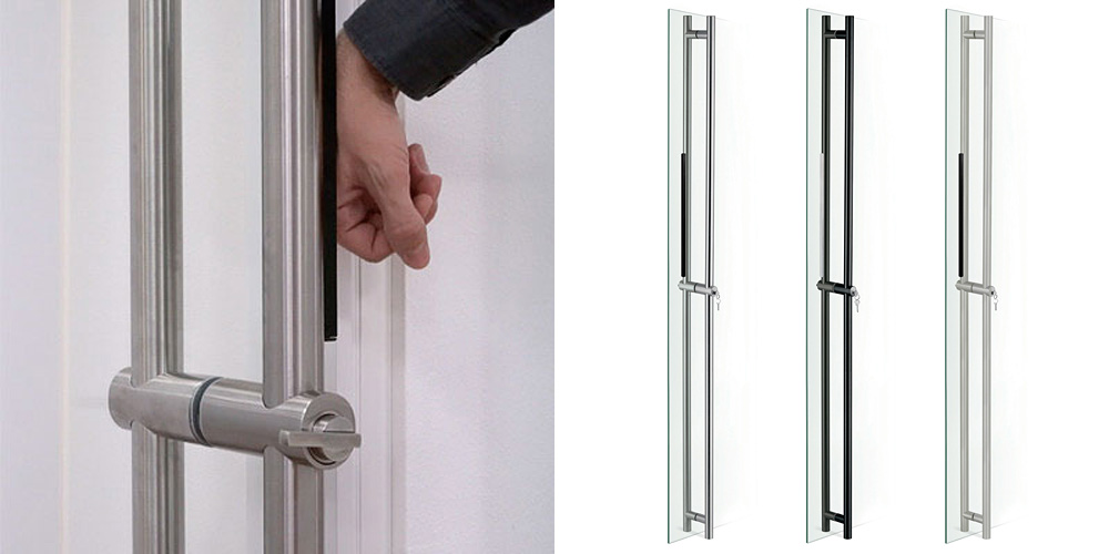 A hand opening a door.
