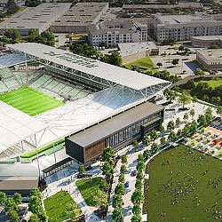 Aerial view of a stadium.