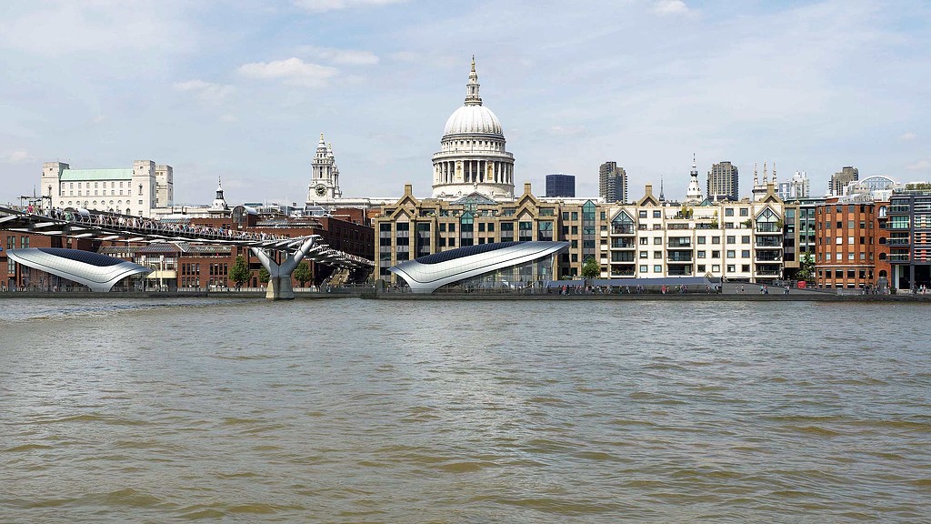 A body of water with buildings around it.