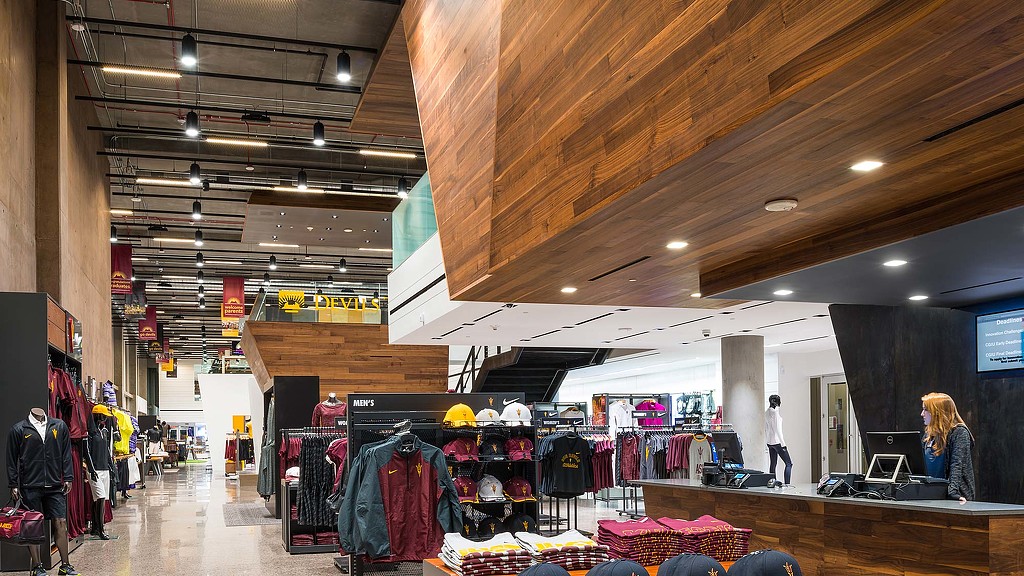 A store with a large display of clothing.