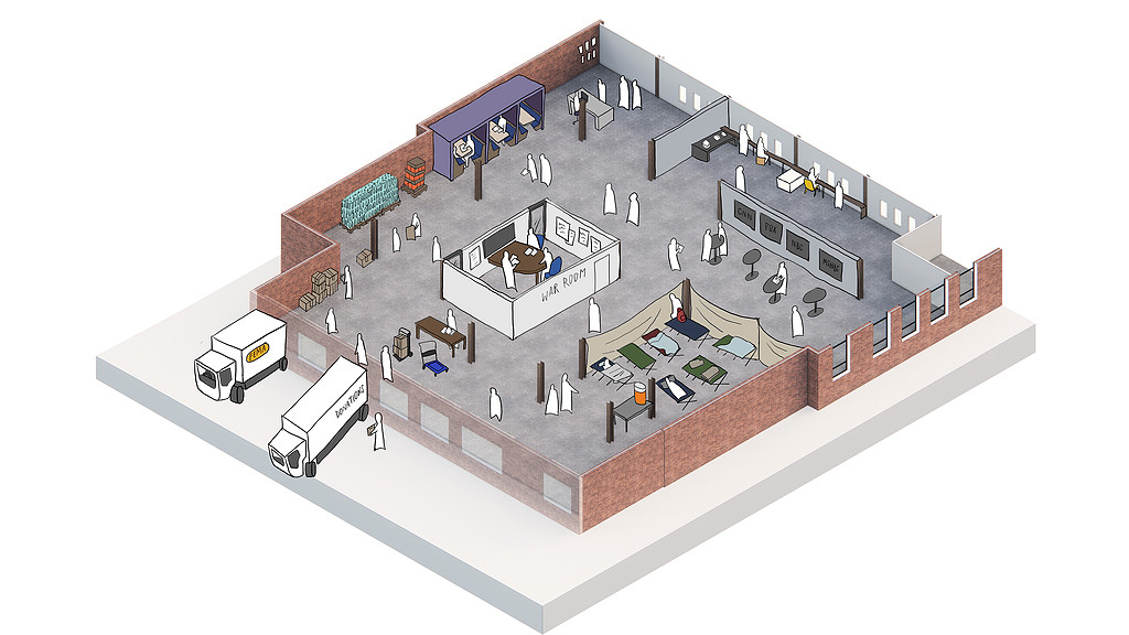 A diagram of a building.