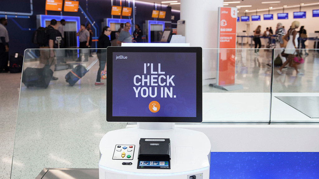 A sign in a terminal.