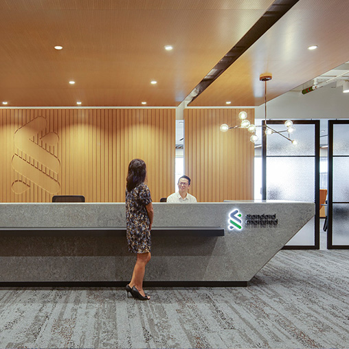 Standard Chartered Bank reception.