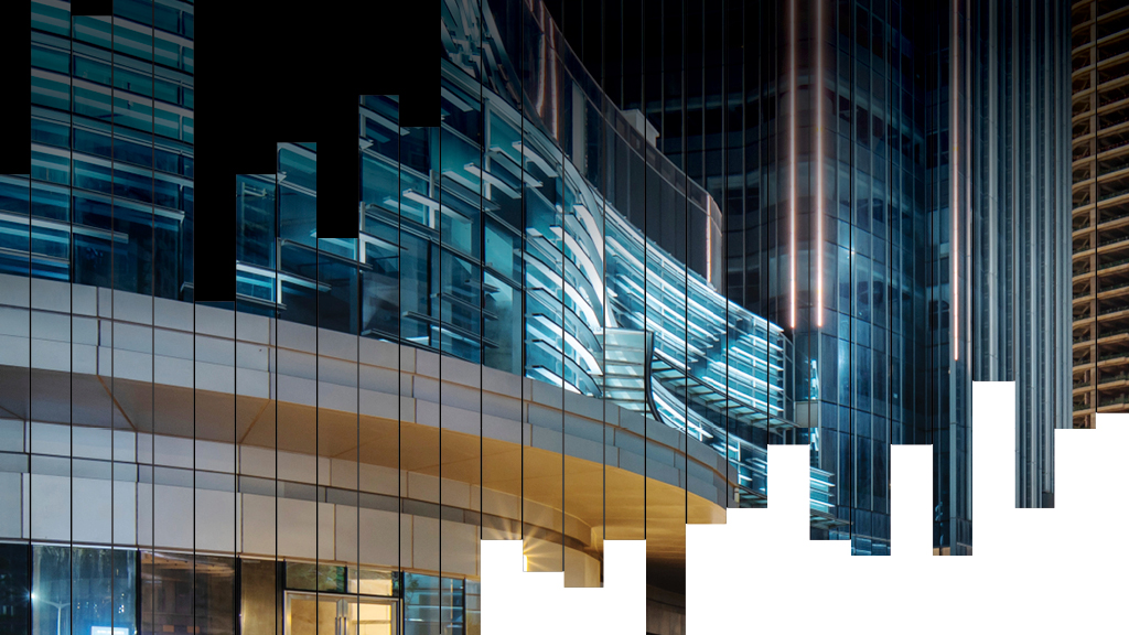 A building with glass windows.