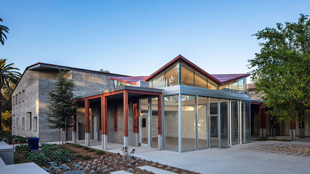 A building with a lot of glass.