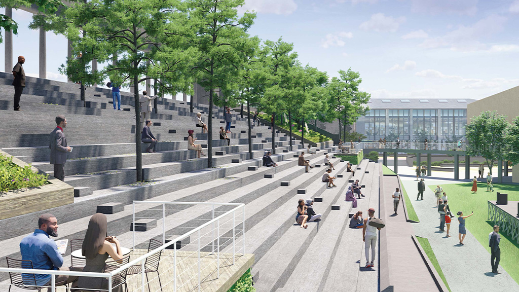 Large outdoor amphitheater seating in the Western Kentucky University Campus Master Plan