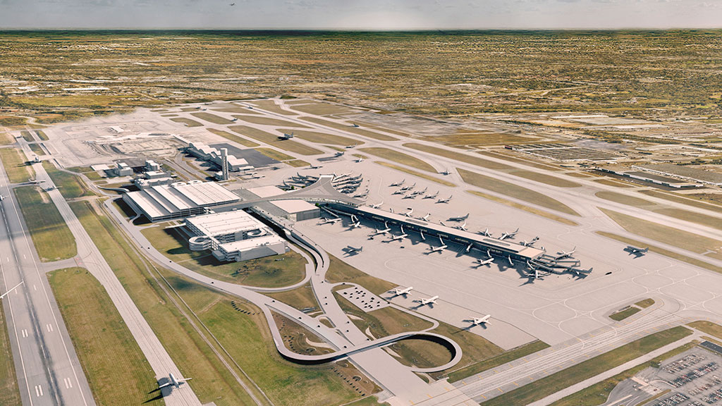 John Glenn Columbus International Airport terminal aerial rendering
