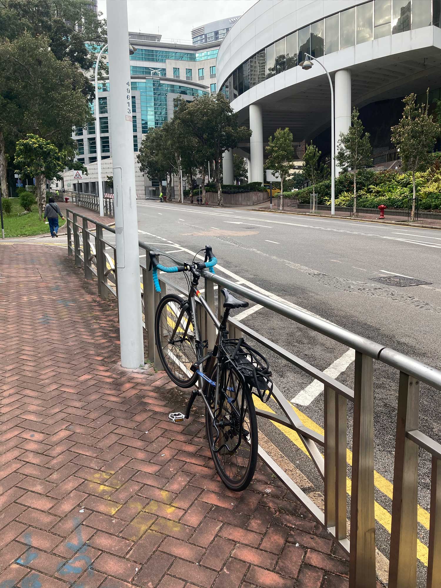 Bicycles parked on Hong Kong tramway