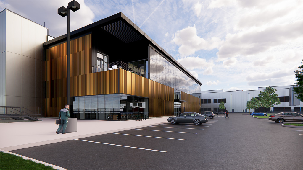 Microsoft data center exterior rendering