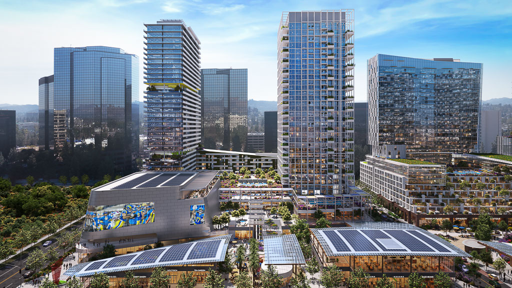 Rams Village at Warner Center aerial rendering